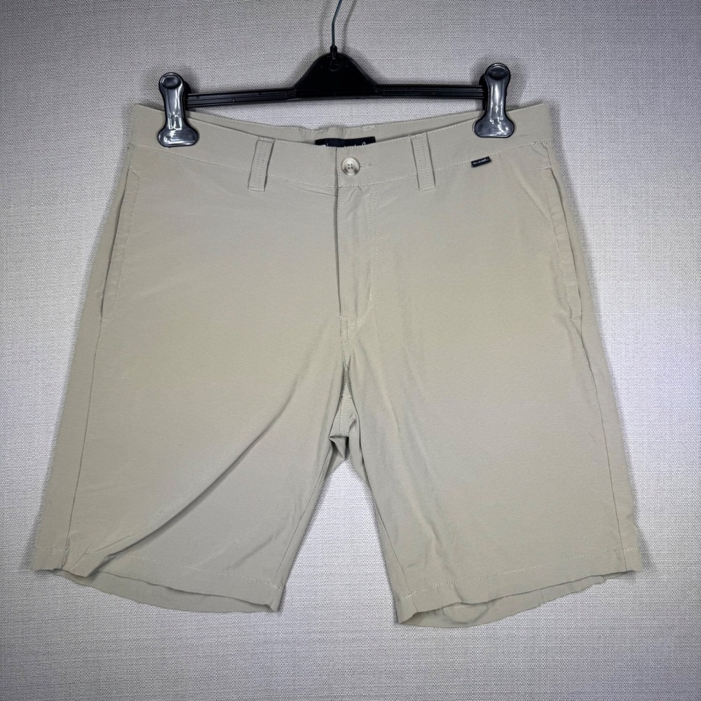 TravisMathew Microstripe Shorts Mens 34 Khaki Tan Stretch Golf Performance